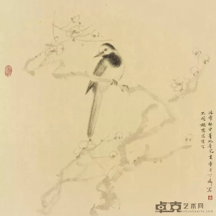 《素梅图》 丁鼎 60x60cm 2019年 纸本水墨