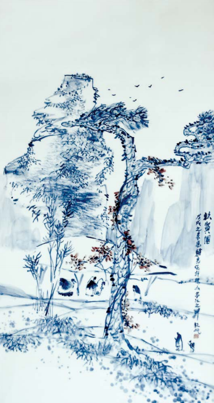 三尺六瓷板（访贤图）
