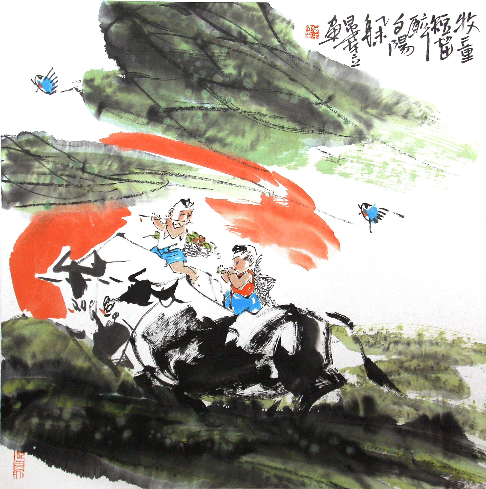牧童短笛醉夕阳