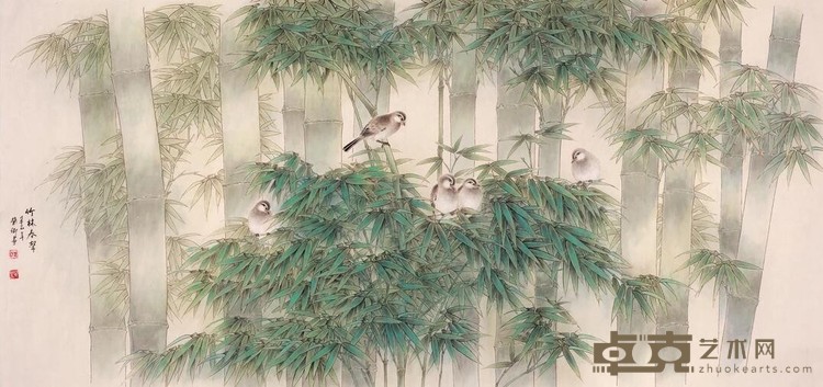 《竹林春声》 陈兰卿 140x70cm 2001年