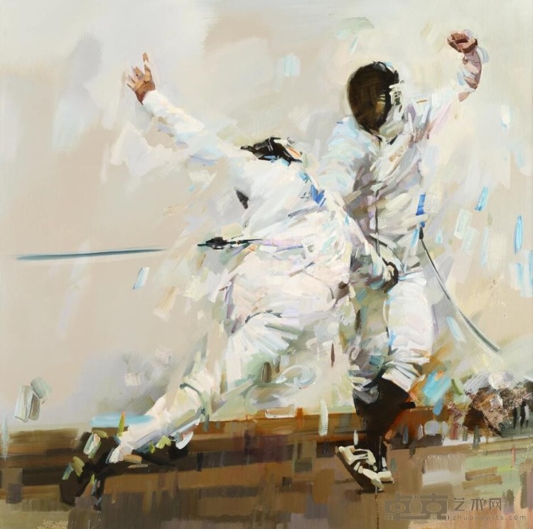 《剑气之三 Fencing No.3》 李智华 80x80cm 2014年 布面油画 Oil on canvas