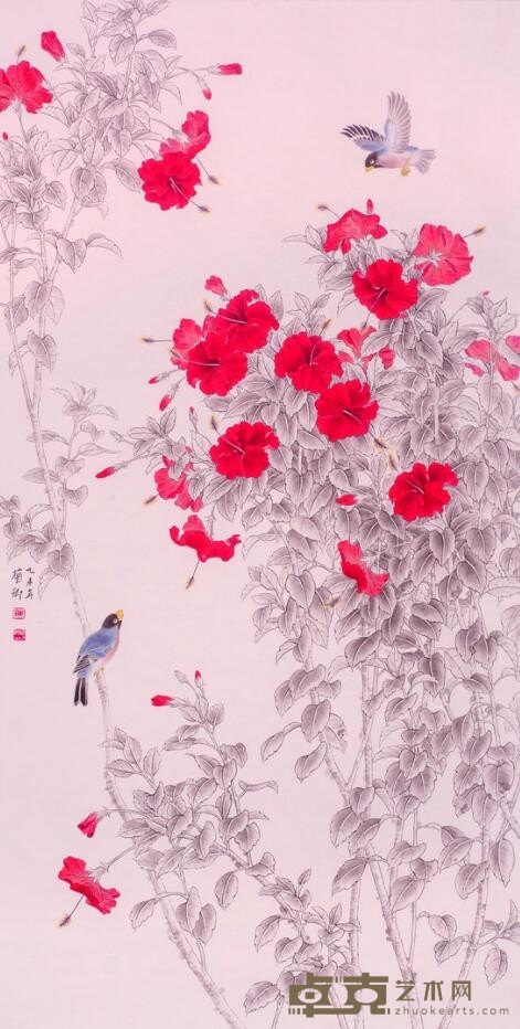 《朱瑾花》 陈兰卿 70x140cm 2015年