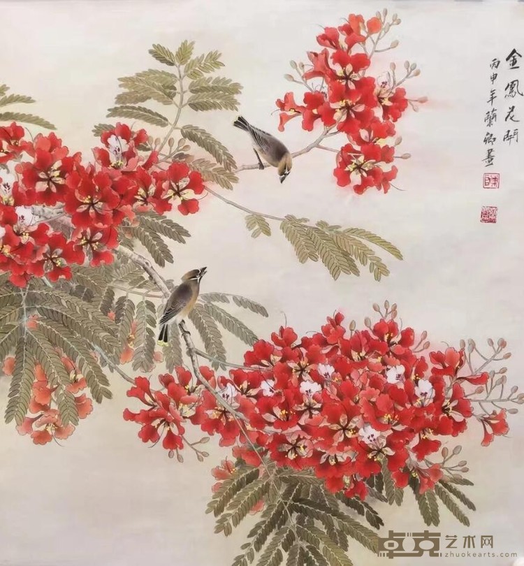 《金凤花开》 陈兰卿 70x70cm 2016年
