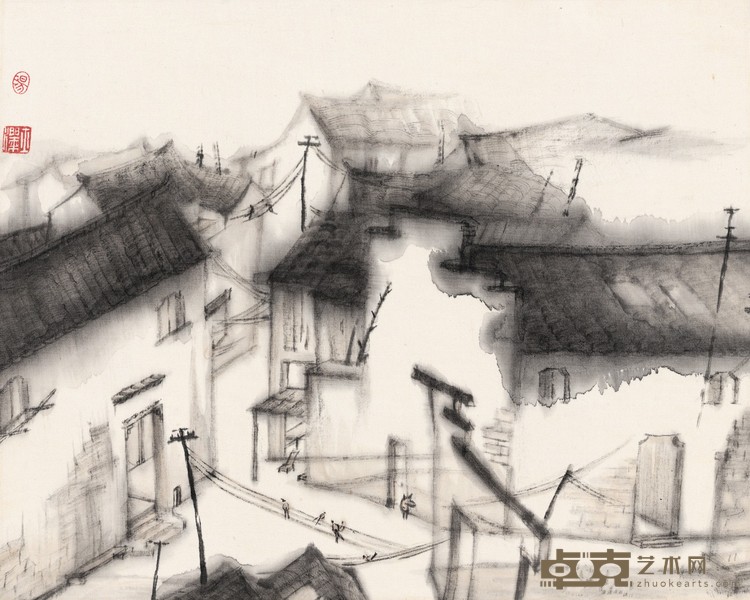 汤士澜 茆坪写生册页（之四） 绢本水墨 28×32cm 2007年