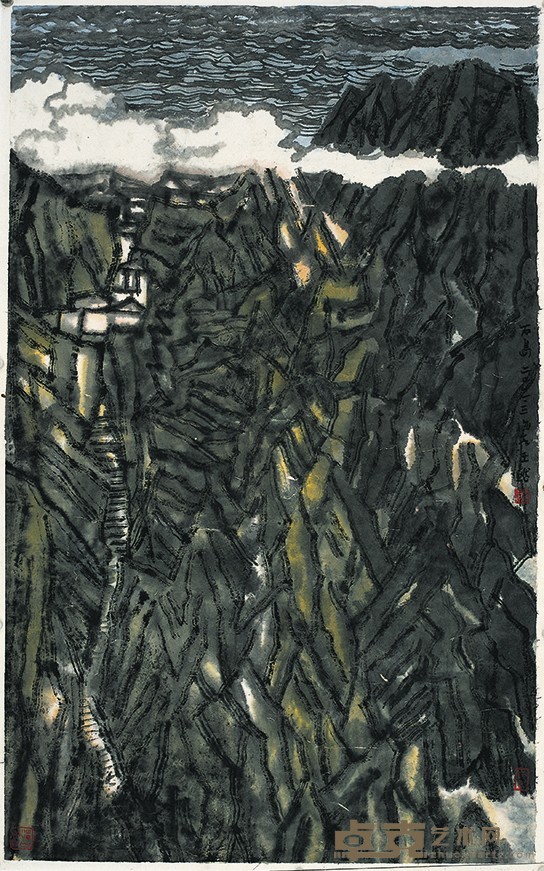 王飚 海风系列.石岛 纸本水墨 109×67cm 2011年.jpg