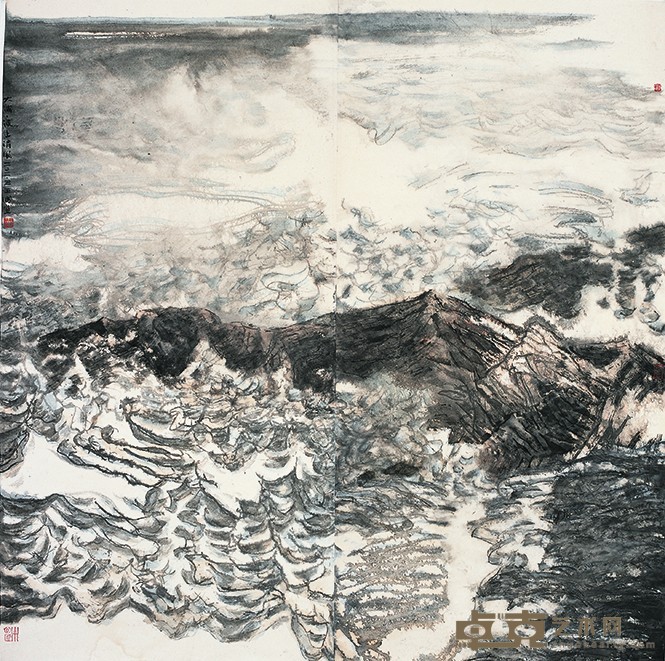 王飚 海风系列·波上清风 纸本水墨 136×136cm 2011年.jpg