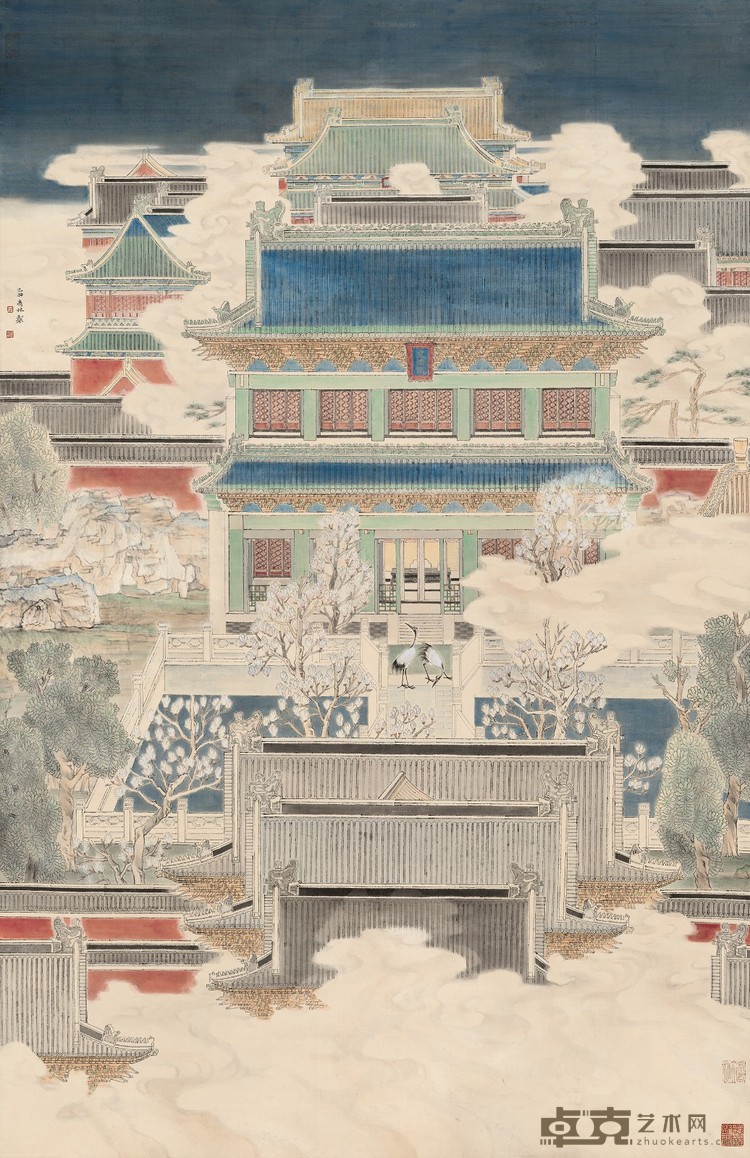 何庆林 文华 绢本设色 205×135cm 2009年