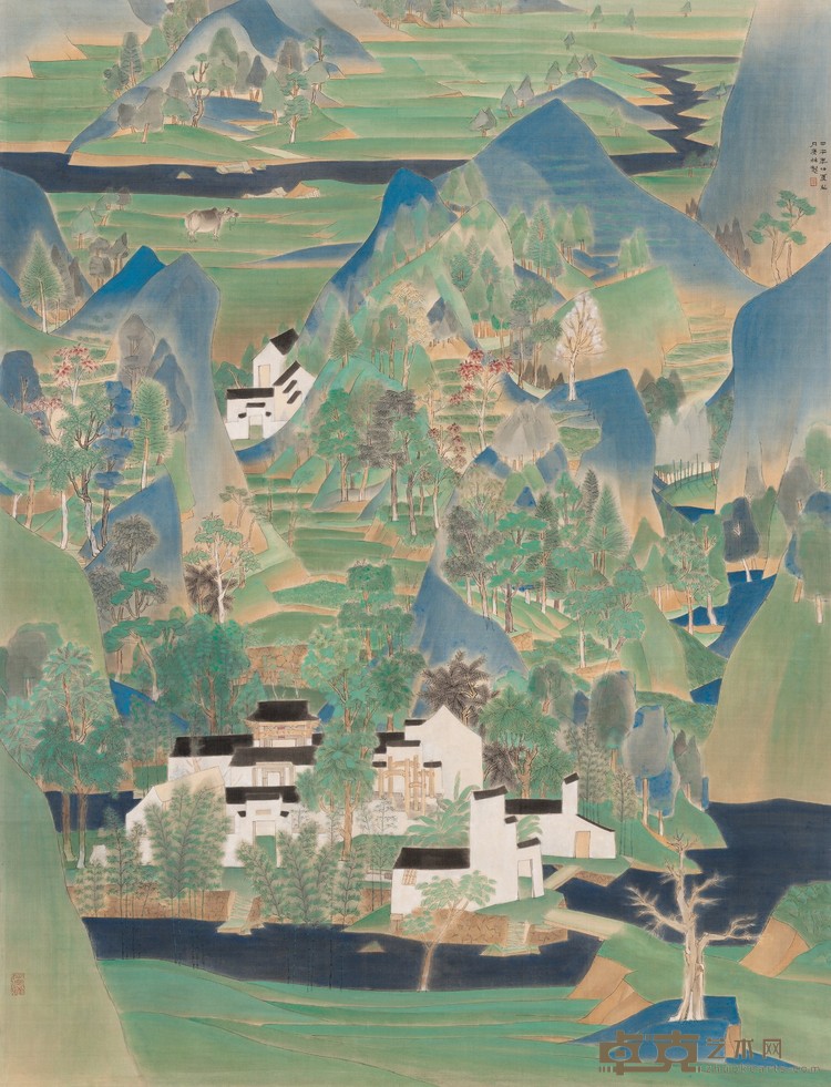 何庆林 青山依旧 212×160cm 绢本设色 2014年