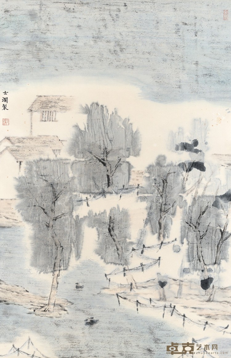 汤士澜 晓雾轻寒 纸本设色 110×68cm 2007年