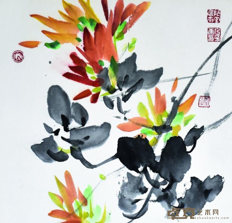 《花卉系列五》 关乃平 33.7x32.3cm 小水墨
