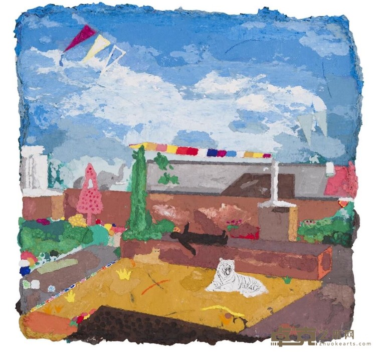 《白虎的社会工厂》 李占100x100cm 2017年布面合成纸浆