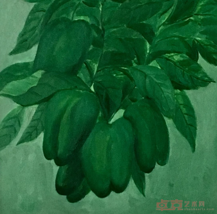 《五个柿子椒》 储小龙 40x40cm 2019年 布面油画