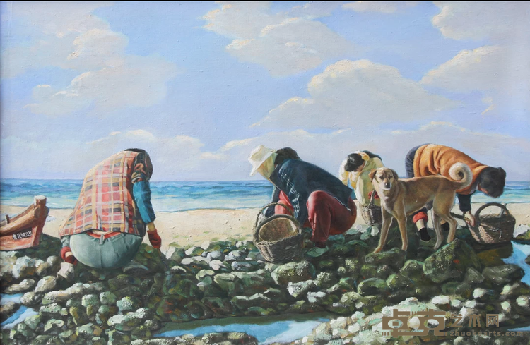 《赶海》 王岩松 50x80cm 1993年 亚麻油彩
