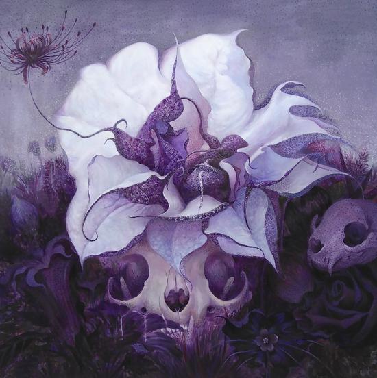 郭婉钰，Violet系列之三，木板丙烯，80×80cm