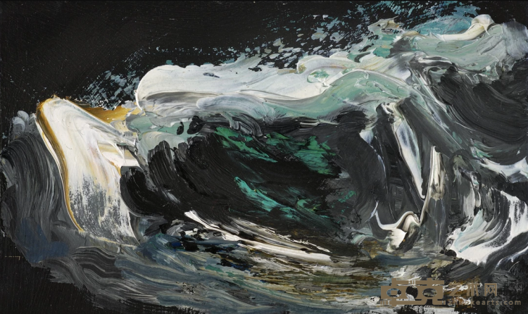 《崩碎的夜浪》 玛吉·汉布林 11x18cm 2005年 木板油画