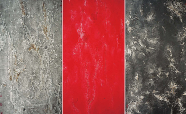 叶志华 红与黑 水墨综合材料 90×180cm×3 2010年