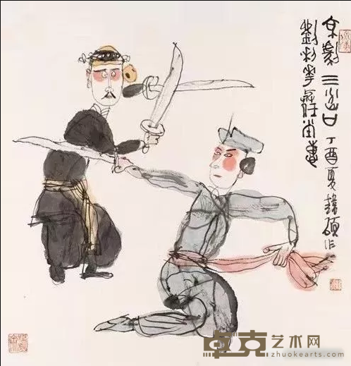 《京剧三岔口》 48x45cm