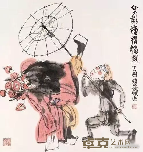 《京剧钟馗嫁妹》 48x45cm