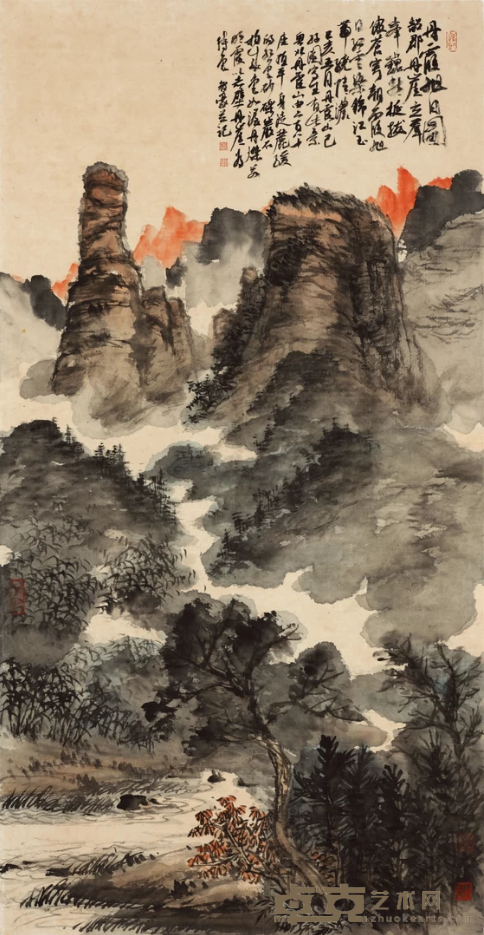 《丹霞旭日图》 赖智豪 138x69cm 2019年 纸本设色