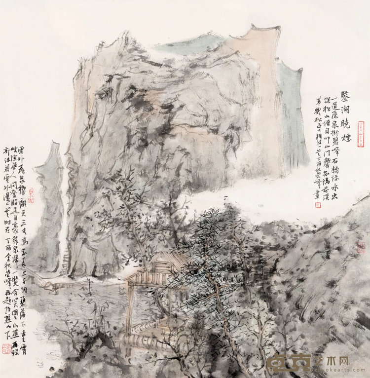 《鉴湖晓烟》 陈营锋 68x68cm 2017年 纸本设色