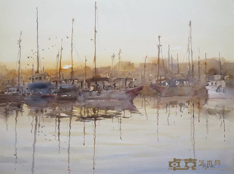 《渔港》 周蓝凌 61x47cm