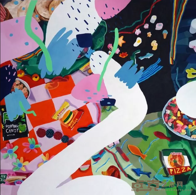 《柔软的丝绒糖》 王子平 2000x2000mm 2019年 布面油画