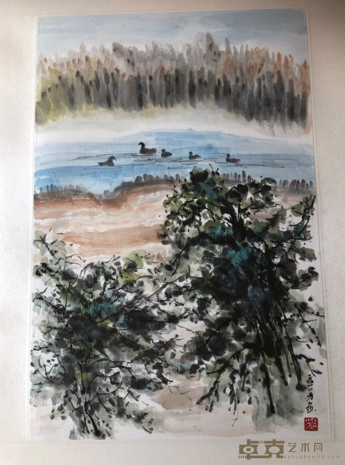 《野禽山树动秋声鑫》 左燕芳 68x46cm 2019年 水墨