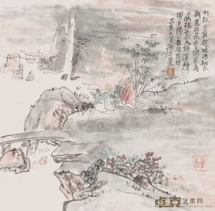 《坐谈》 吕三 34x34cm