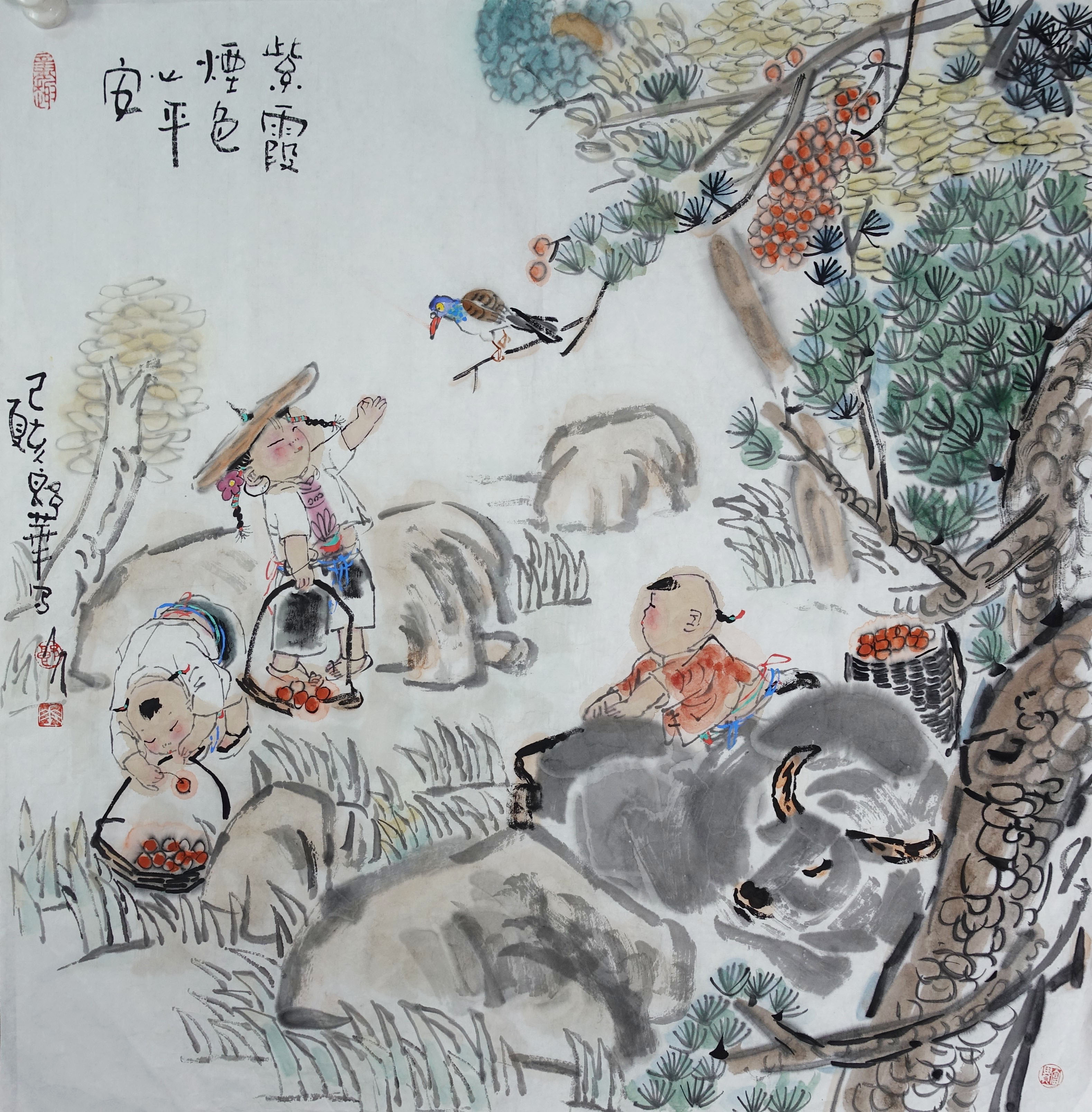 清乐图69x69cm