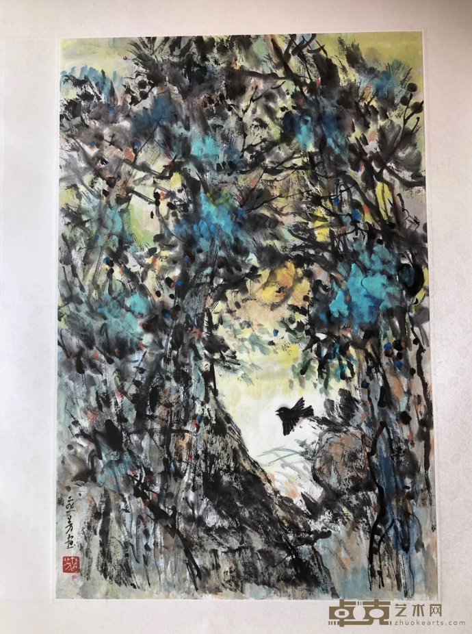《林深无人鸟飞翔》 左燕芳 68x46cm 2019年 水墨