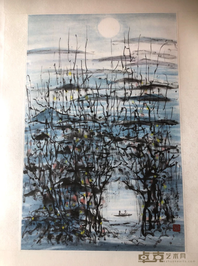 《澄江一道月分明》 左燕芳 68x46cm 2019年 水墨