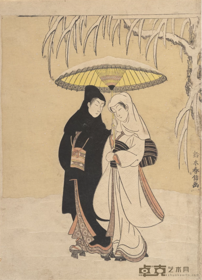 《雪中情侣伞》 铃木春信（1725-1770）