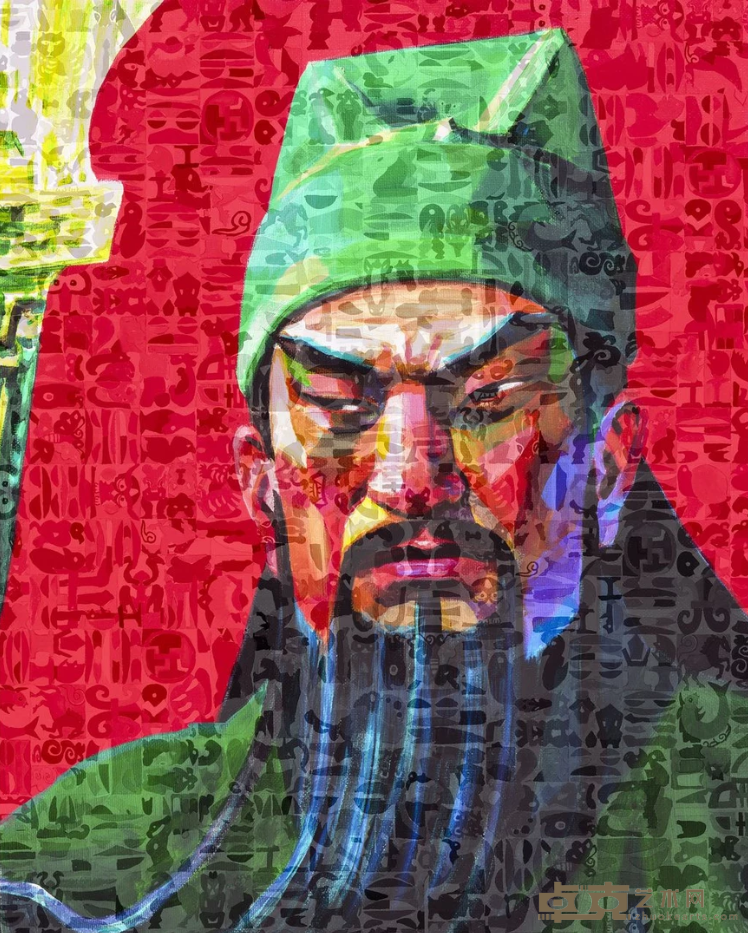 《关羽：红色和绿色对比》 徐基文 162x130cm 2019年 颜料印花