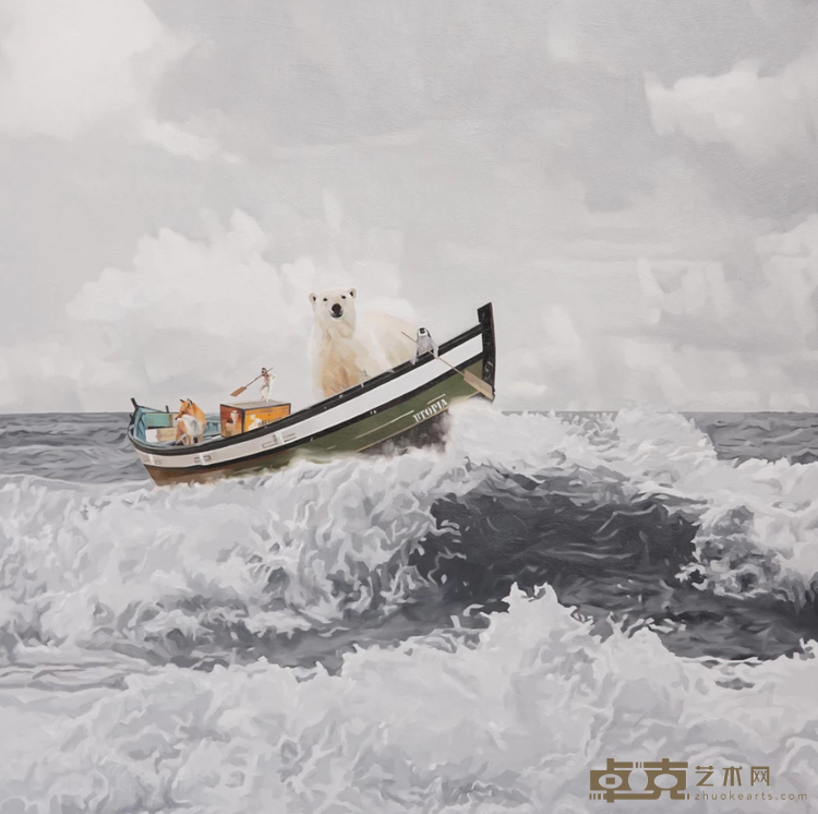 《Hey Brother! Look! Over there!》 郑成俊 100x100cm 2019年 布面油画