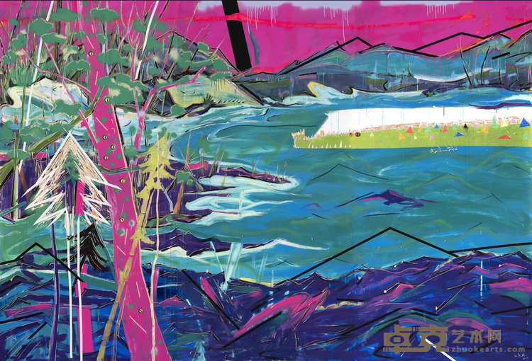 《青青蓝的水库》 庞辛森 240x360cm 2019年 综合材料