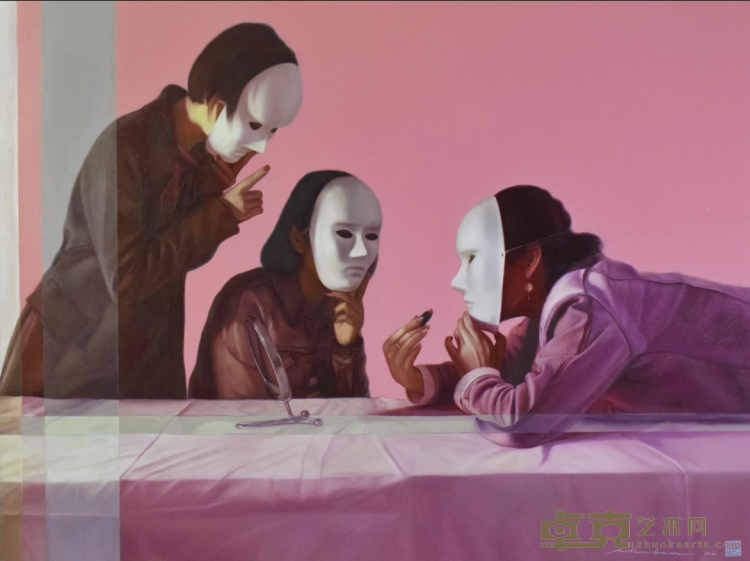 《假面系列之粉色时代》 刘昊天 60x80cm 2018年 布面油画