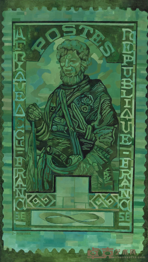 《邮票图鉴：汤姆·吉普森（远东信使）》 蒲英玮 120×80cm 2018年 木板油画
