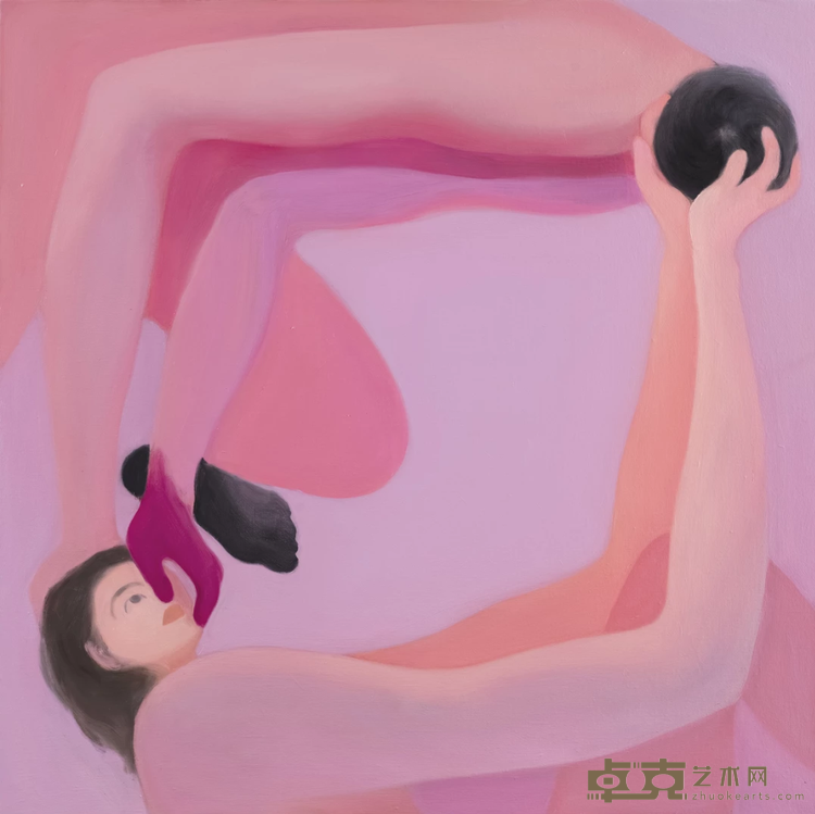 《照顾你》 王晓曲 100×100cm 2019年 布面油画
