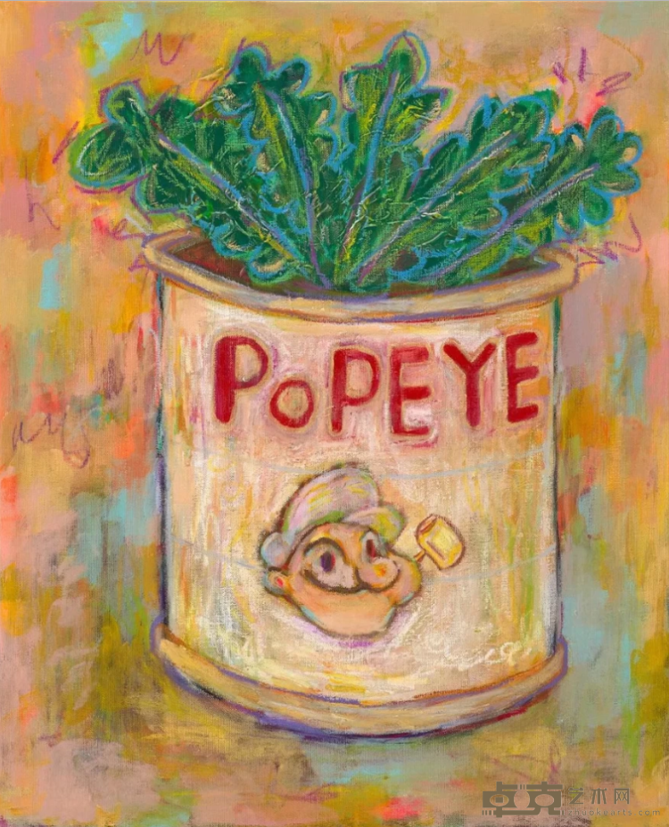 《PopeyeCan》 陈威廷 65x53cm 布面丙烯、油性粉彩、彩色铅笔