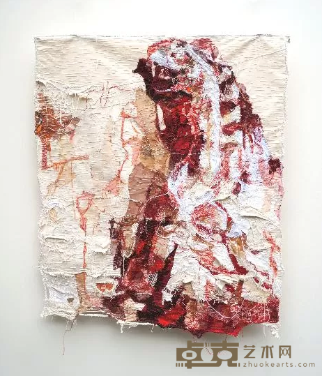 《Sebongkah Daging - A Piece of Meat》 Gatot Pujiarto 145x120cm 2016 canvas, textile, thread
