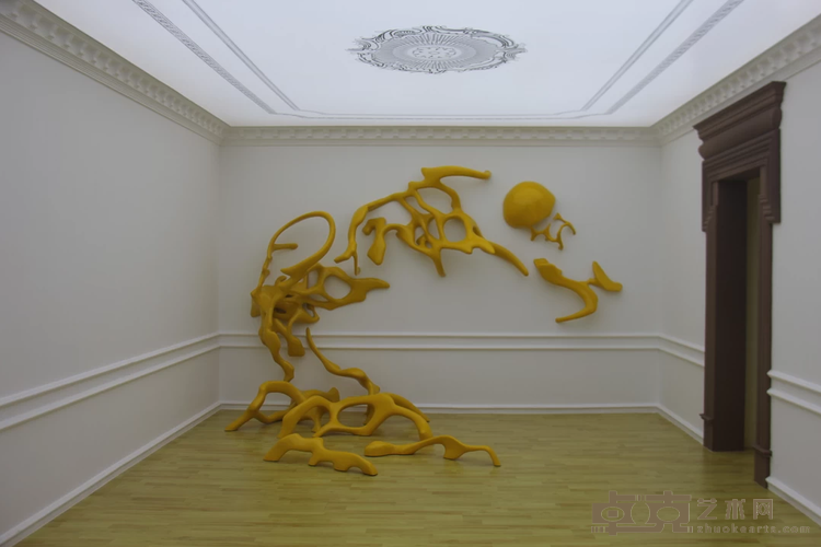 《Summer》 Nick Ervinck 5.35x3.92x2.4cm 2013-2019年 装置3D打印、玻璃钢、室内装饰（墙面装饰线、木地板、光膜吊顶）