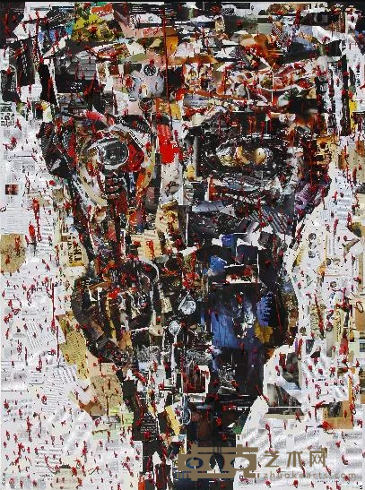 《Manusia Mesin - Machine Man》 Gatot Pujiarto 200x150cm 2019 canvas, paper magazine, thread