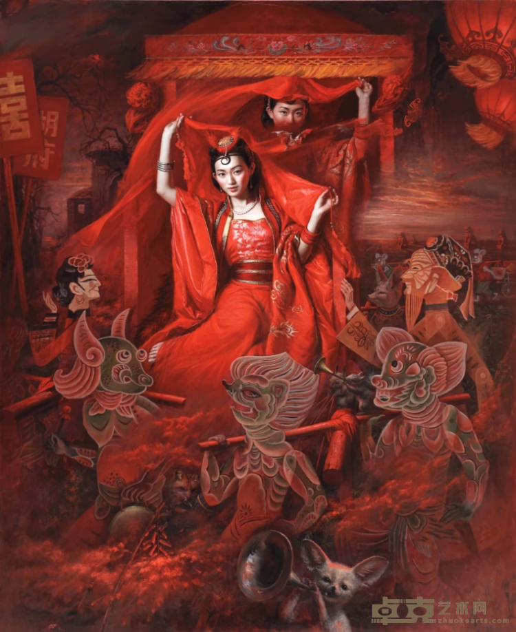 《狐嫁女》 安静 220x180cm 油画