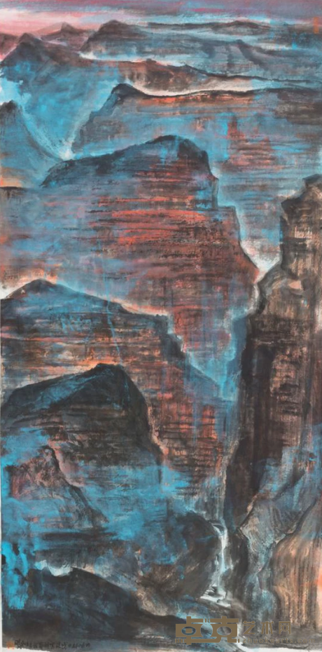《丹谷斜日》 洪波 138×68CM