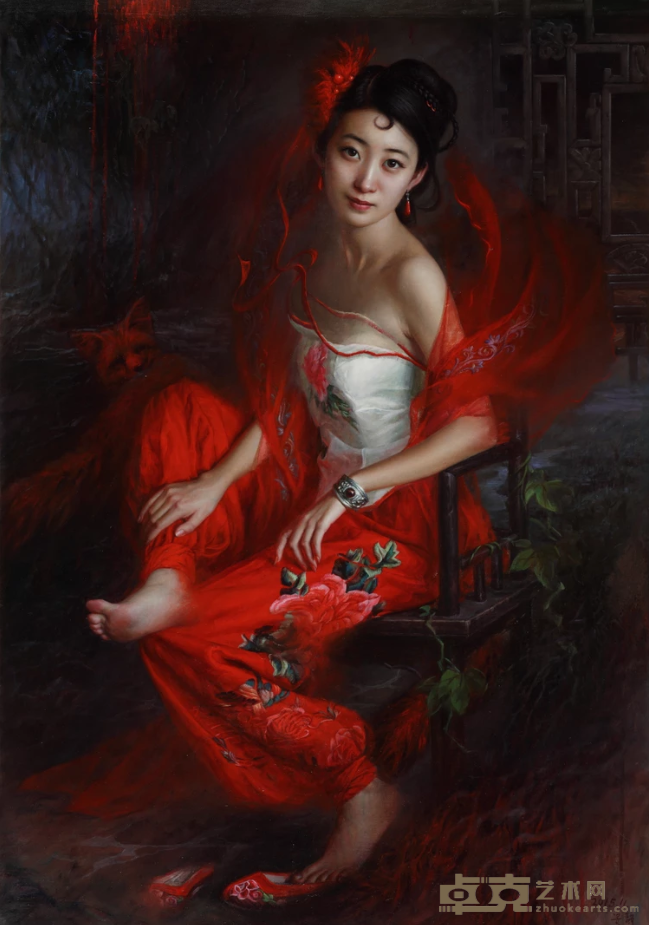 《狐梦——狐二姐》 安静 100x80cm 油画