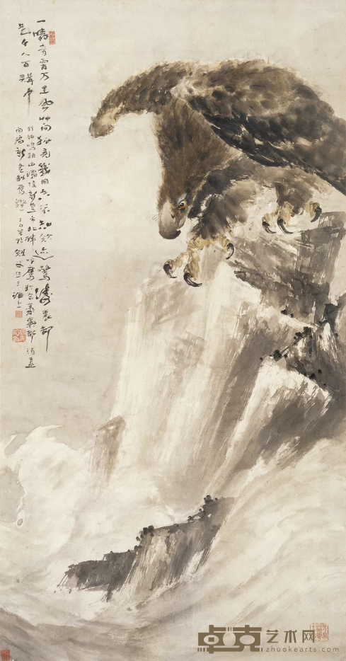 《鹰》 高剑父 172.2x89cm 1917年 纸本设色