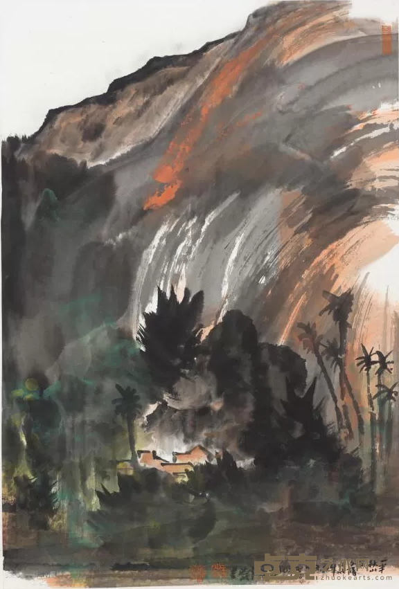 《一半秋山带夕阳》 洪波 69×46CM