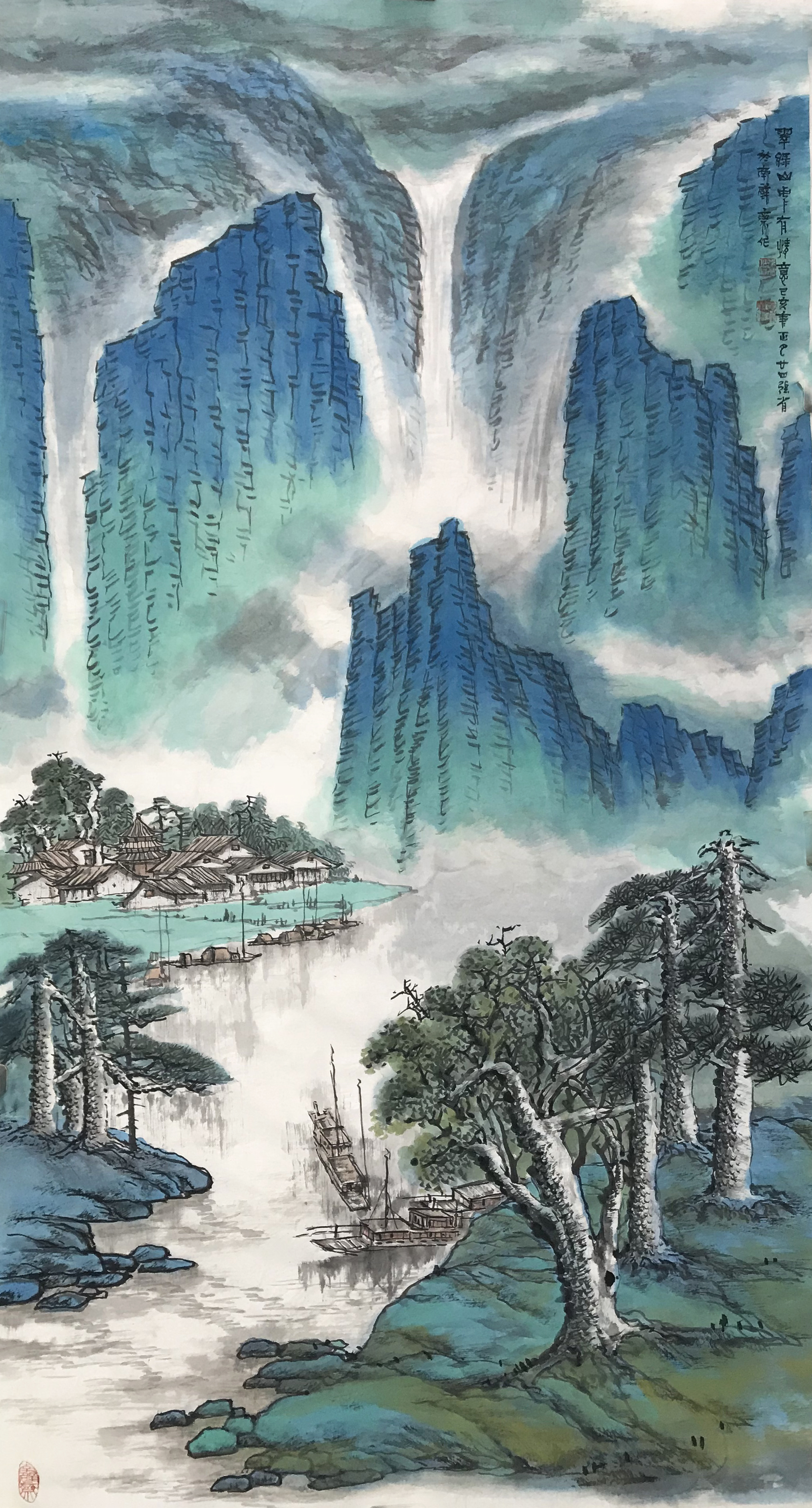 翠绿山中有情意180X96CM