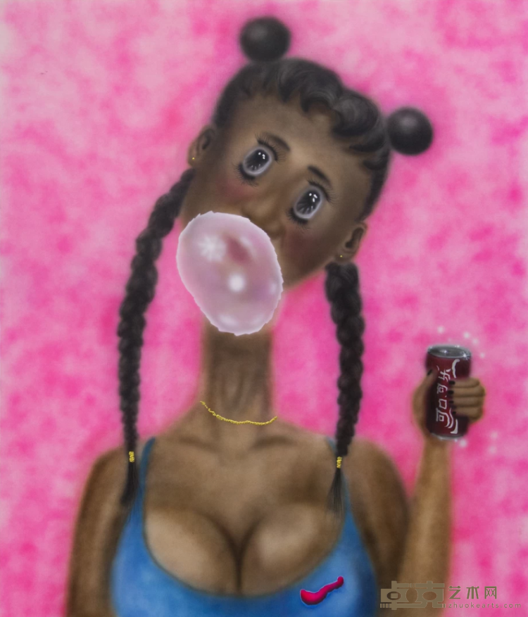 《泡泡糖女孩》 尤阿达 200x200cm 2019年 布面丙烯油漆油画