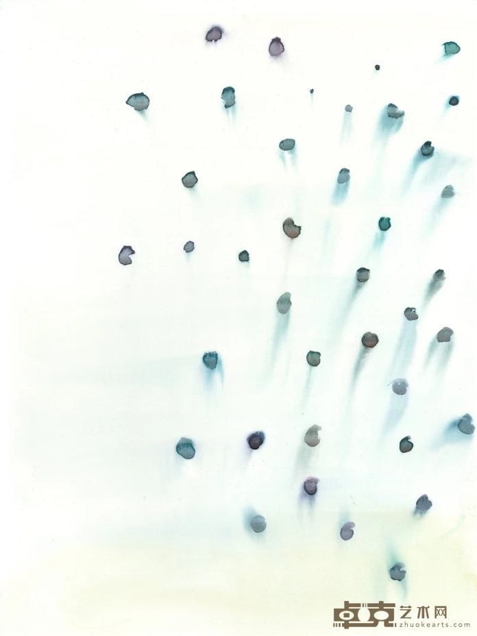 《蓝色的水滴 1 Blue Drops 1》 罗明君 Luo Mingjun 40x30cm 2019年 纸上水彩 Water color on paper